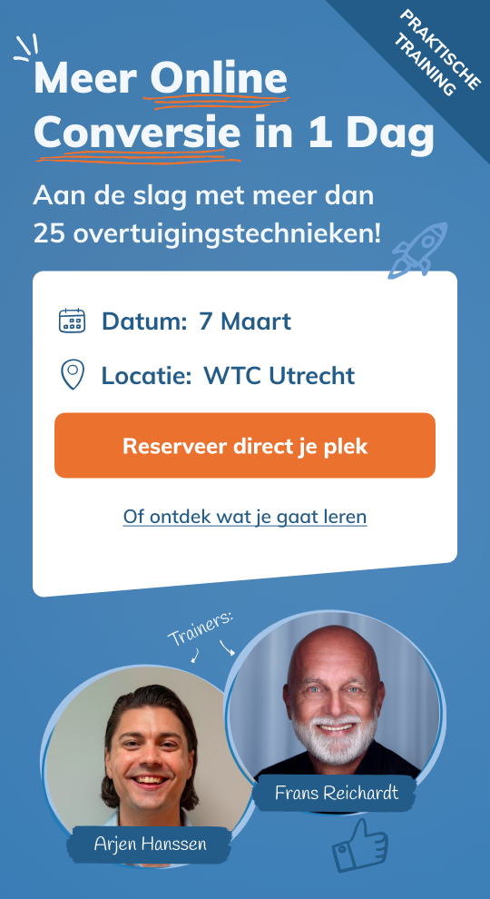Training Meer Online Conversie in 1 Dag 7 - maart - Utrecht